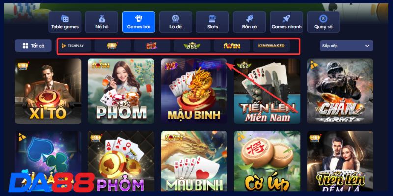 Nhà cung cấp game uy tín tại game bài DA88